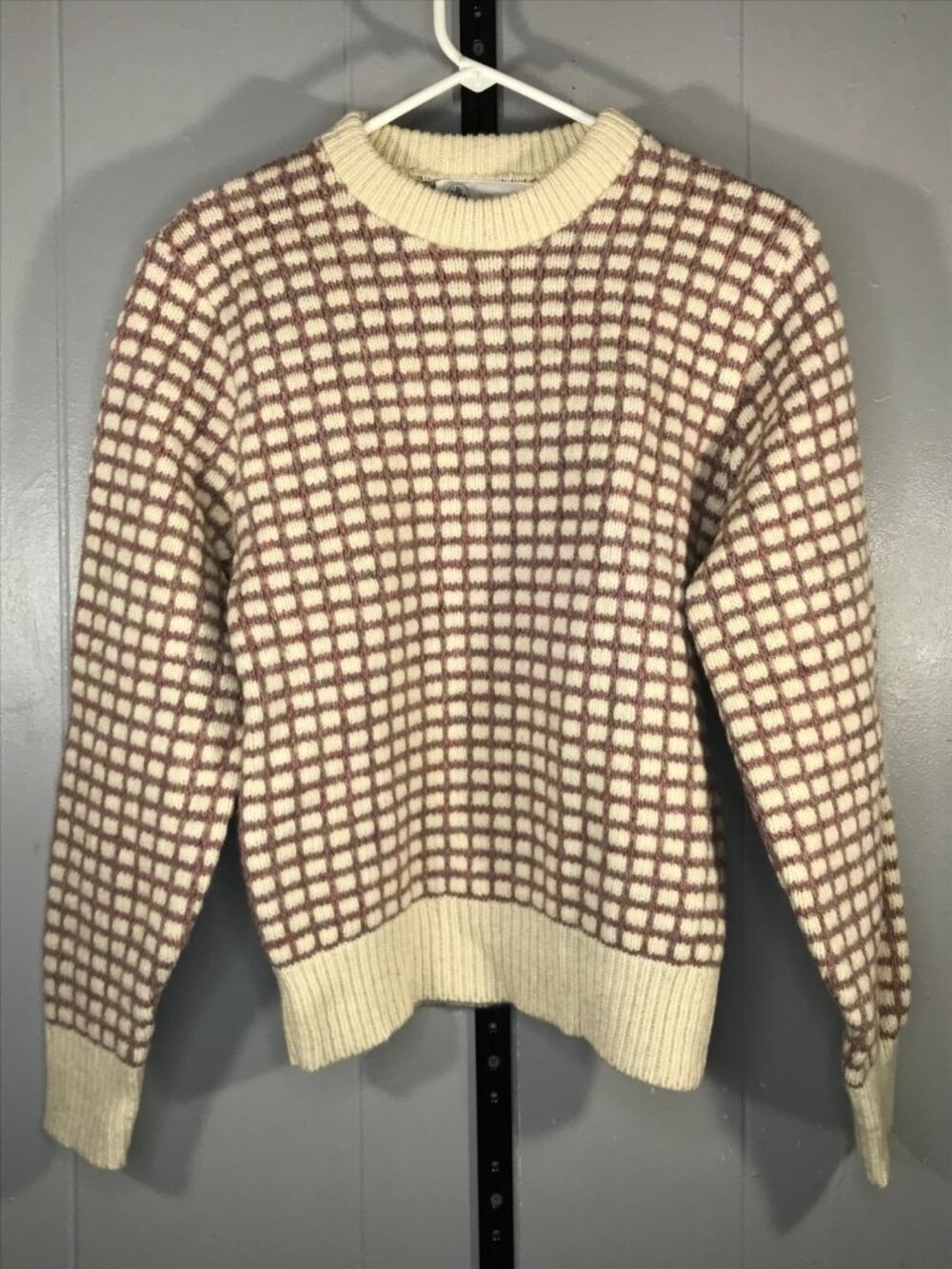 Vintage Wool Fair Isle Sweater Winona Knits Minnesota Hand Knit Ivory Size M